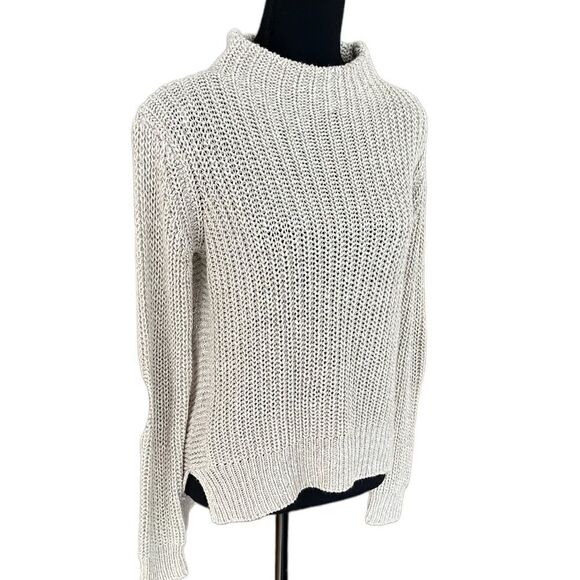 RD Style tan  cotton knit sweater with faux suede patches on elbows size S - Picture 4 of 5